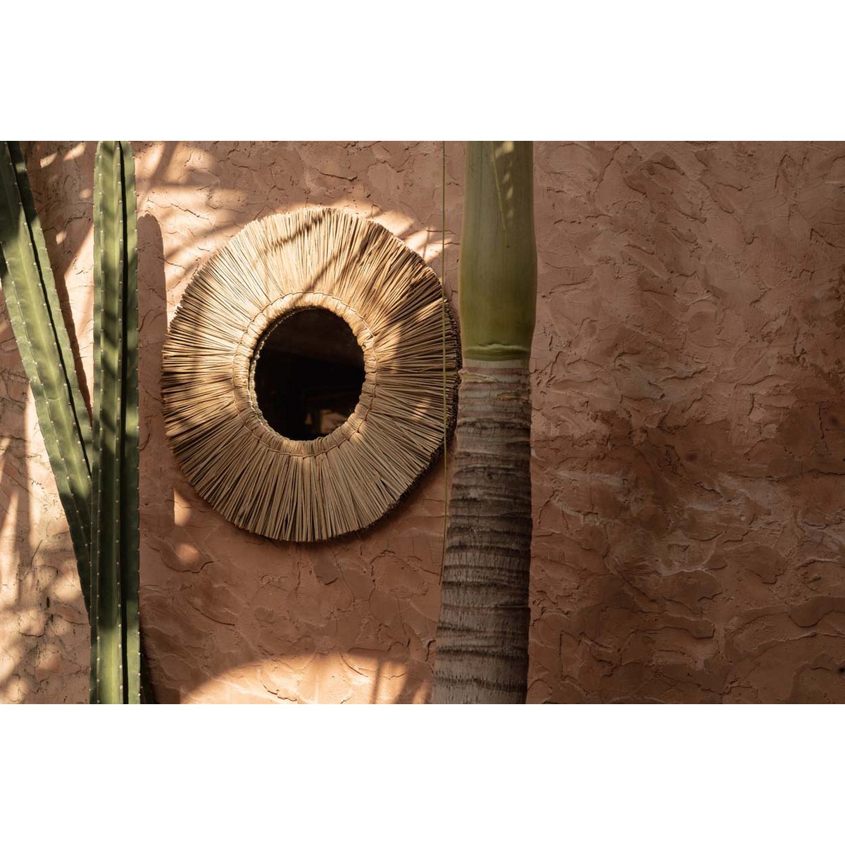 Grass mirror, round, 50 cm - coastal texture