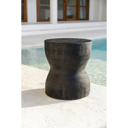 Suar wood stool, black - 35 × 45 cm