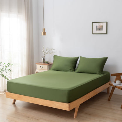 Bamboo bedding set, deep moss, single - 400TC