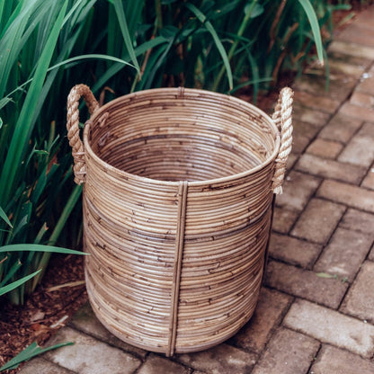 Rattan kurv Otere L – håndvævet på Java, Ø 40 cm