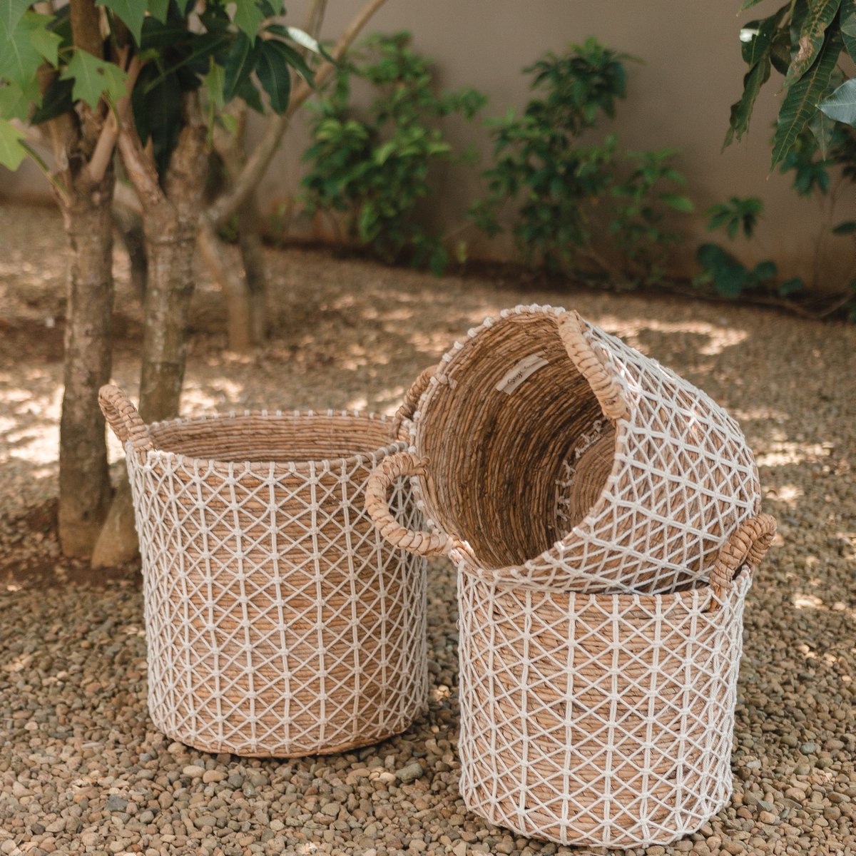Korb Kerso M aus Baumwolle und Jute – Ø 35 cm, 40 cm hoch