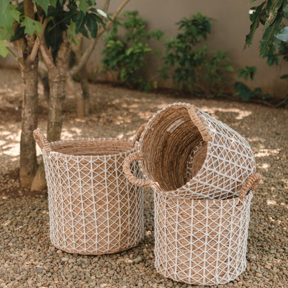 Korb Kerso M aus Baumwolle und Jute – Ø 35 cm, 40 cm hoch