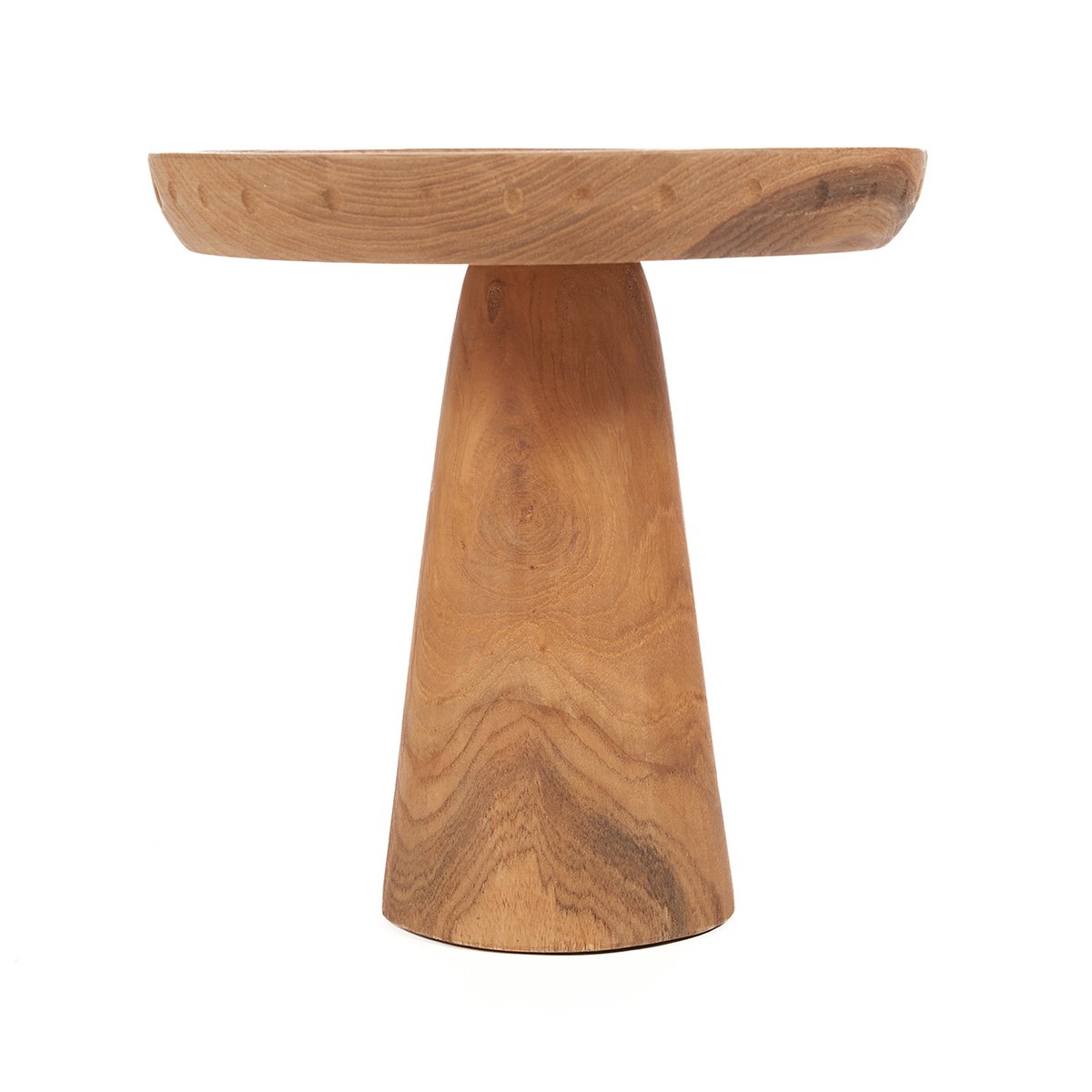 Teak cake stand, hand-turned - natural