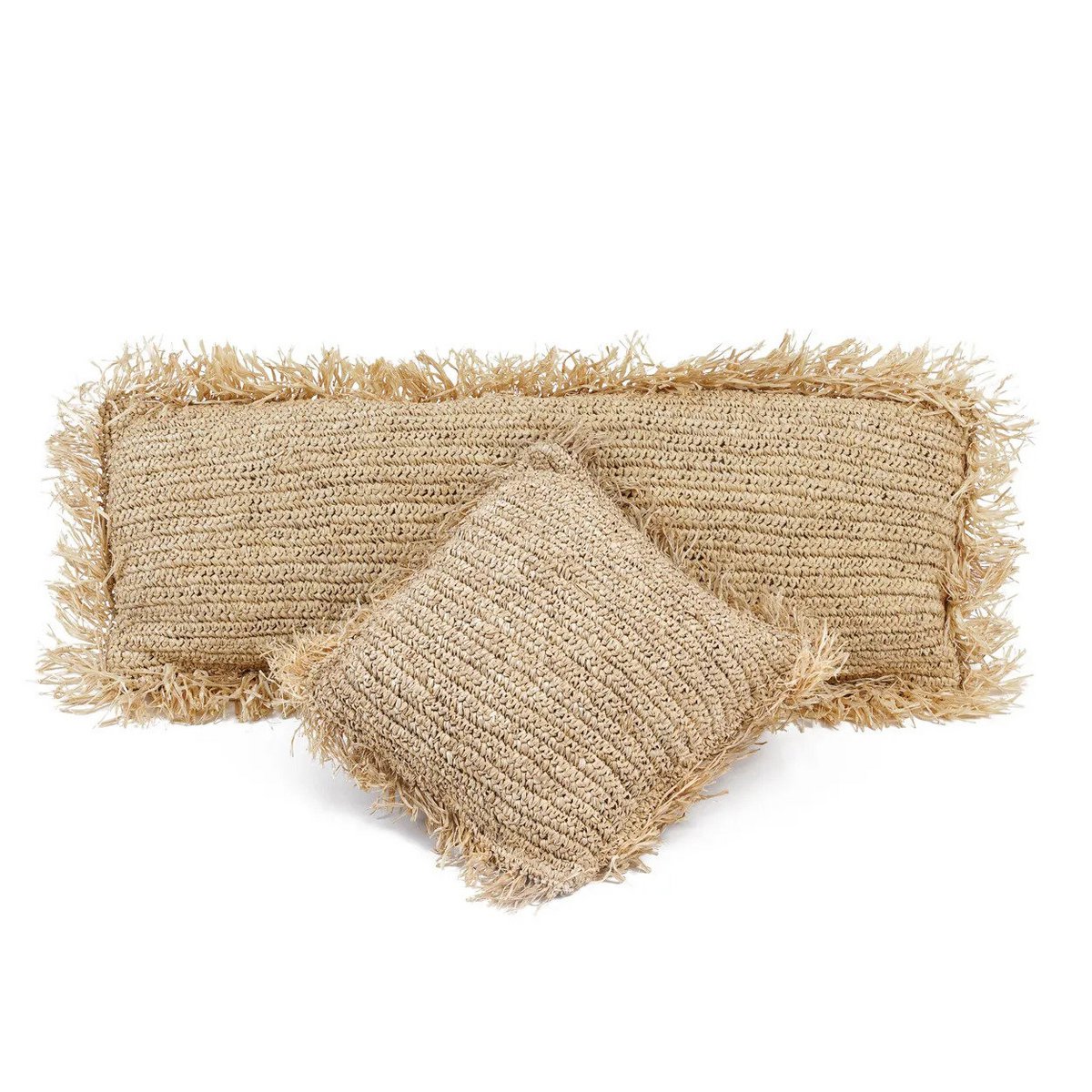 Kissenbezug aus Bast 35×100 cm – handgewebt, naturbeige