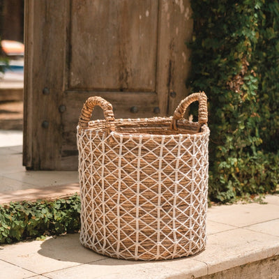 Korb Kerso M aus Baumwolle und Jute – Ø 35 cm, 40 cm hoch