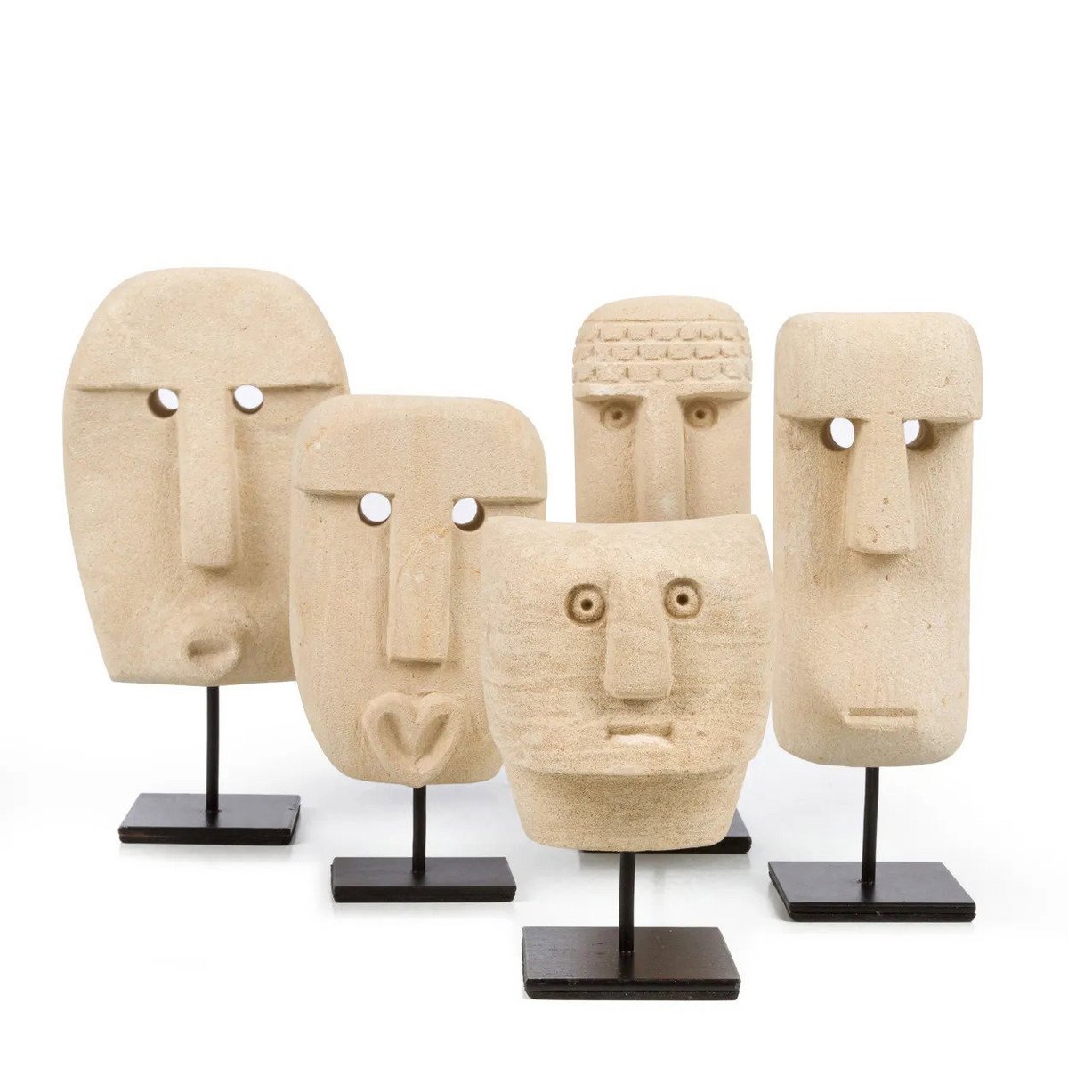 Sumba stone face on stand - hand carved