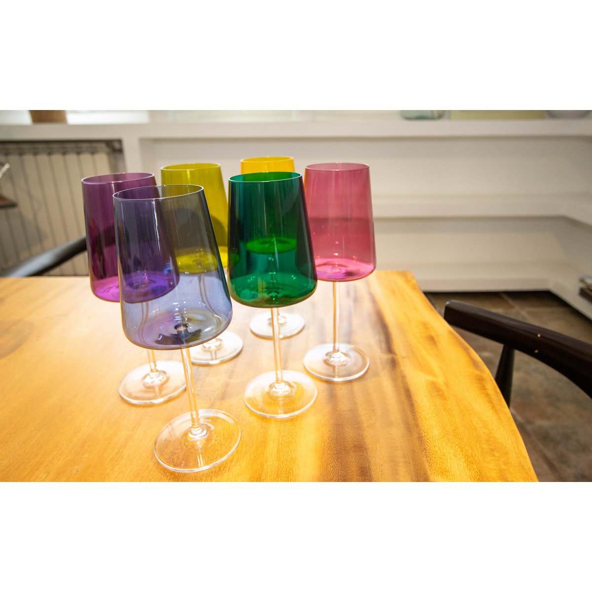 Wine glasses, coloured - set of 6, 400 ml