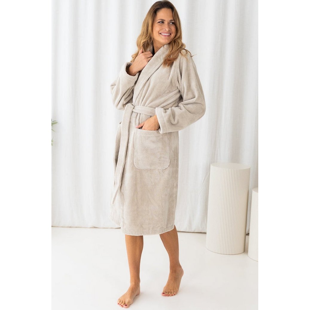 Teddybadekåbe, beige, XS – fleece og bomuldsblanding