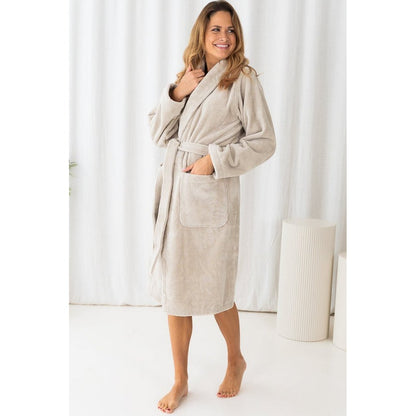 Teddybadekåbe, beige, XS – fleece og bomuldsblanding