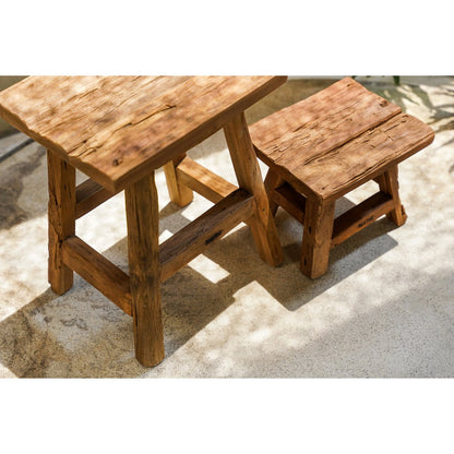 Small wood stool 29×21 cm - natural, Indonesia