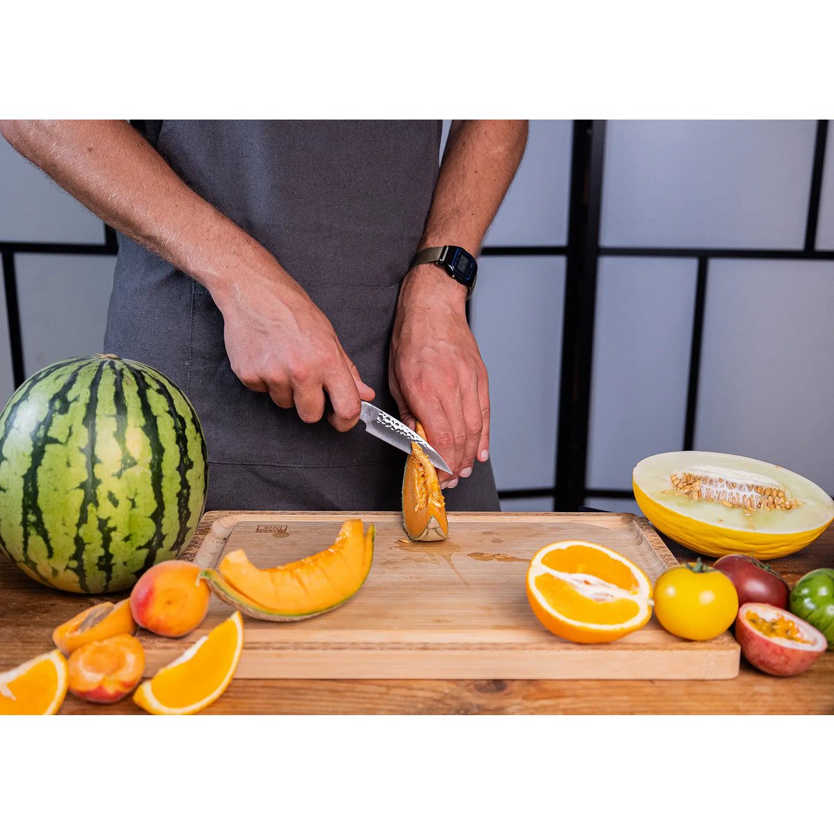 Steel knife set, paring + santoku - handmade