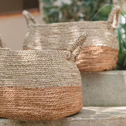 Seagrass & banana fibre basket MAJALENGKA M – brown & beige