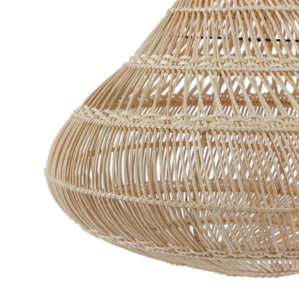 Pendellampe i rattan – dråbeformet – 80 cm bred, 77 cm høj