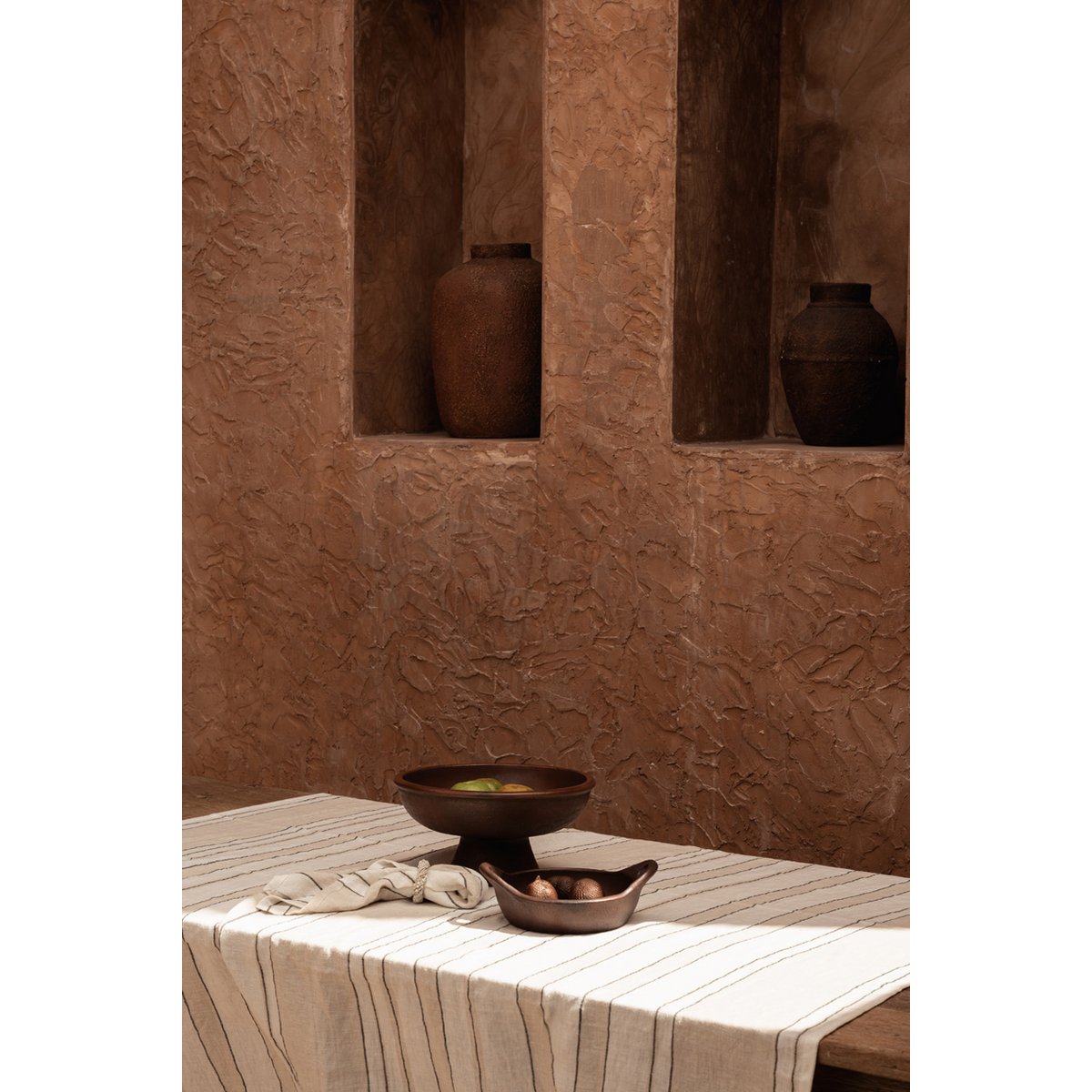Linen tablecloth, striped, 150×300 cm