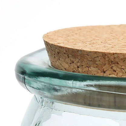 Recycled glass jar, rounded - blue - M