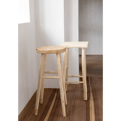 Teak bar stool with four-leg base - 75 cm