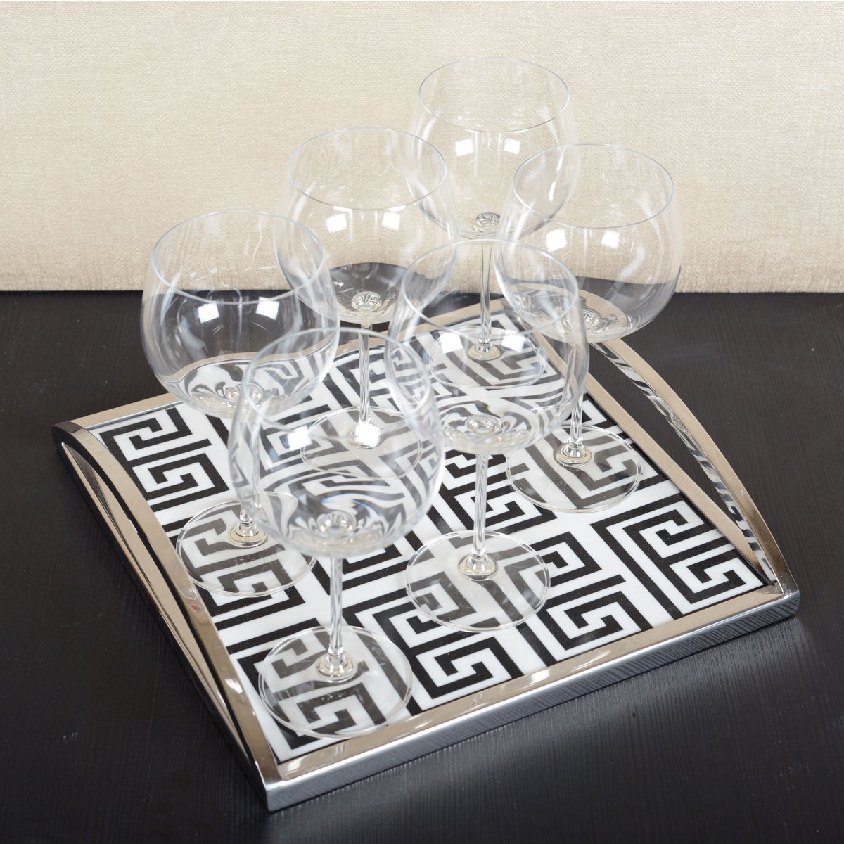 Steel tray, black and white, 30×30×6cm