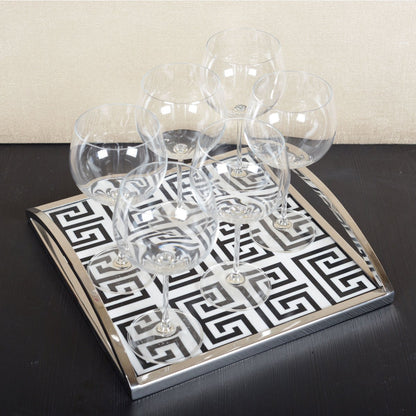 Steel tray, black and white, 30×30×6cm