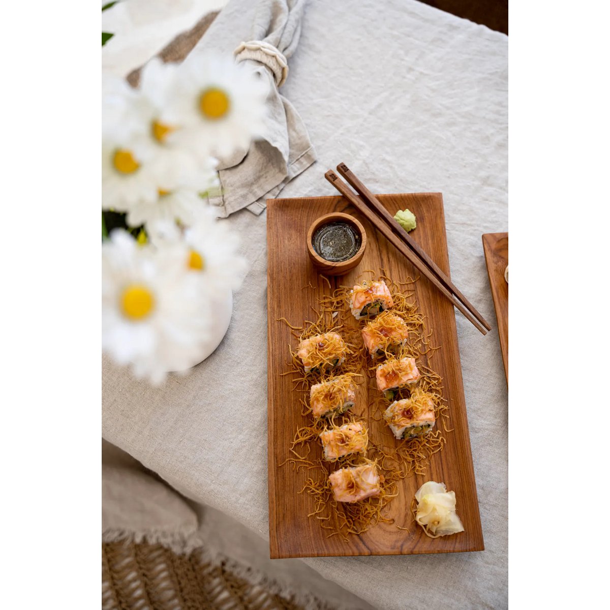 Teak root chopsticks, 23 cm – natural wood pair