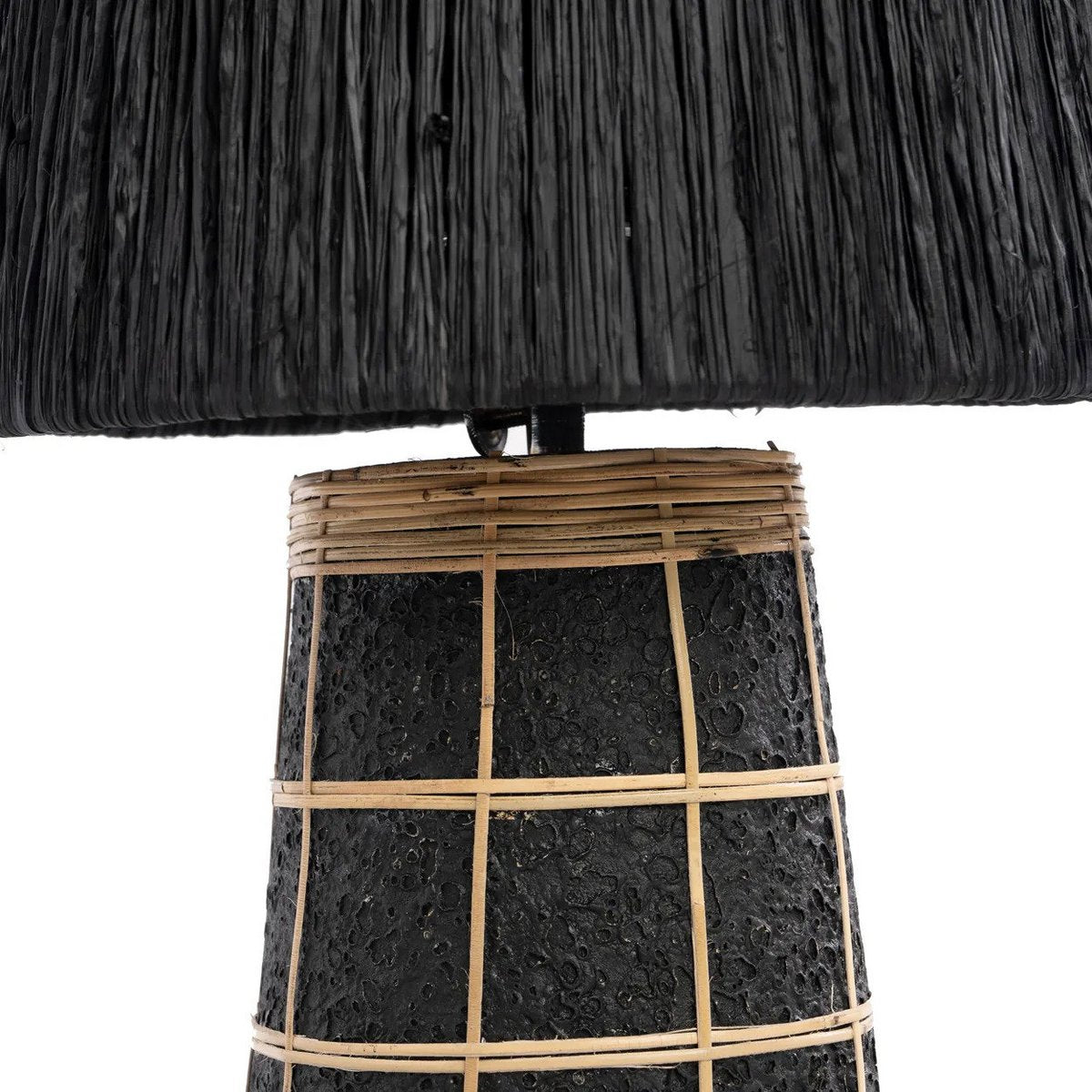 Tischleuchte Naxos – Schwarz mit Grasschirm
