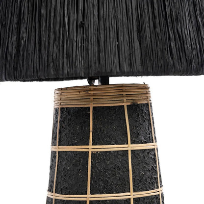 Tischleuchte Naxos – Schwarz mit Grasschirm