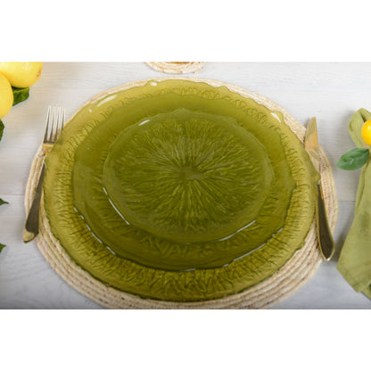 Glass dinner plate, green - Lemon Zest