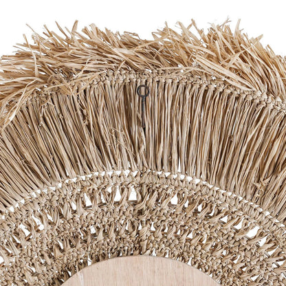 Raffia wall mirror large – natural
