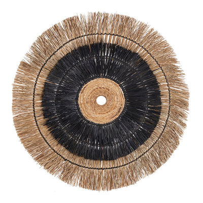 Palm leaf round wall deco, natural black - 110 cm