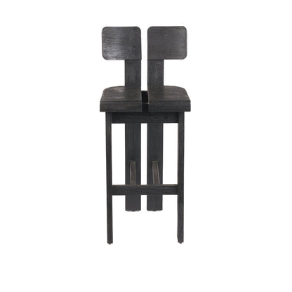 Teak bar stool, black – dual-back