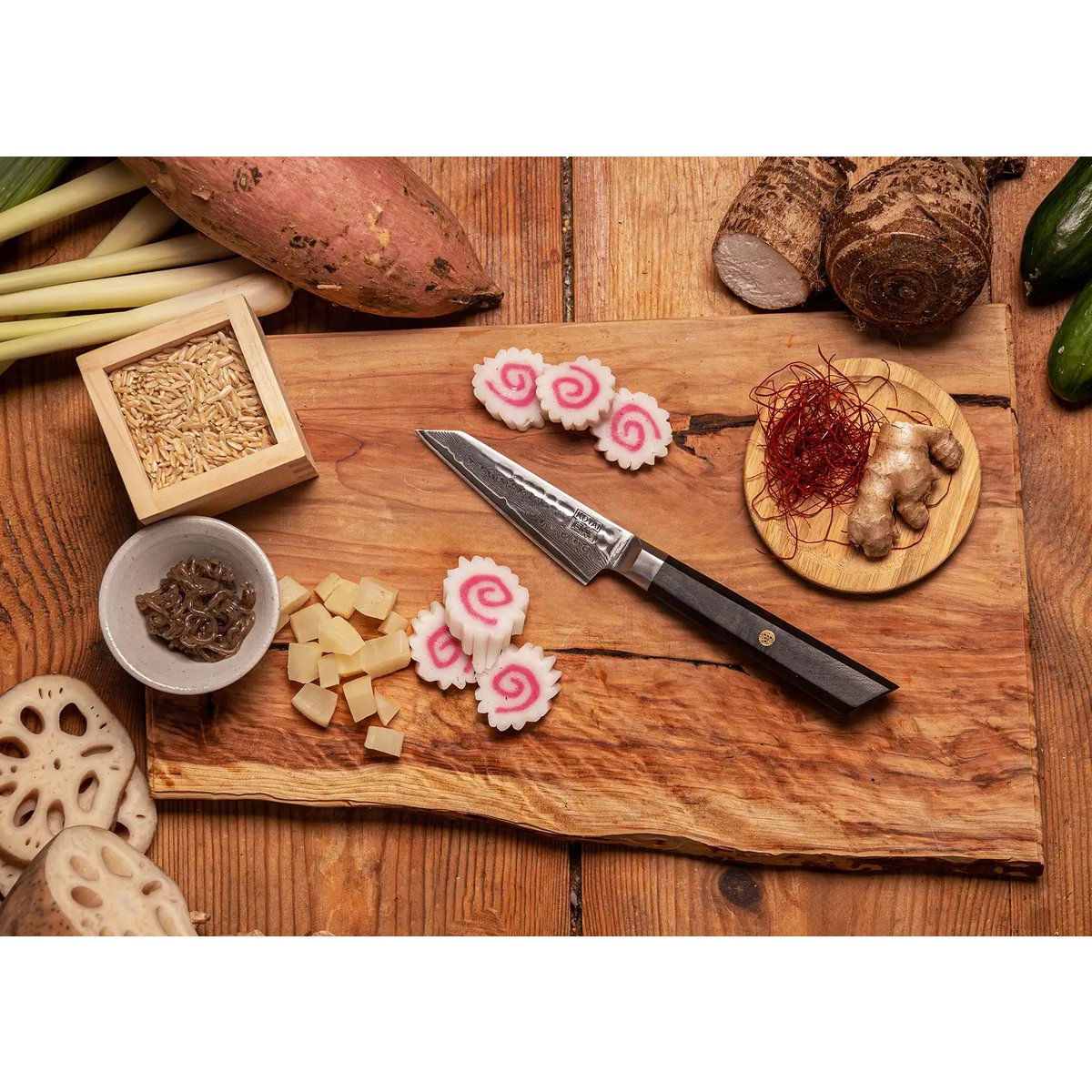 Damascus paring knife 90 mm, Bunka K-tip