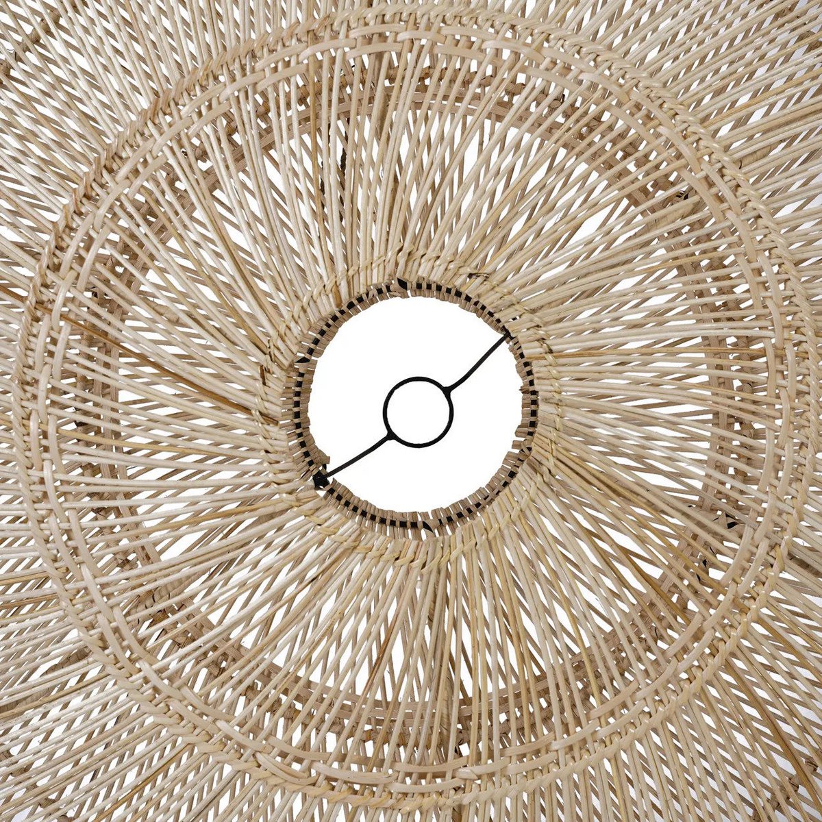 Rattan-Hängeleuchte 110 cm L – beige, geripptes Geflecht