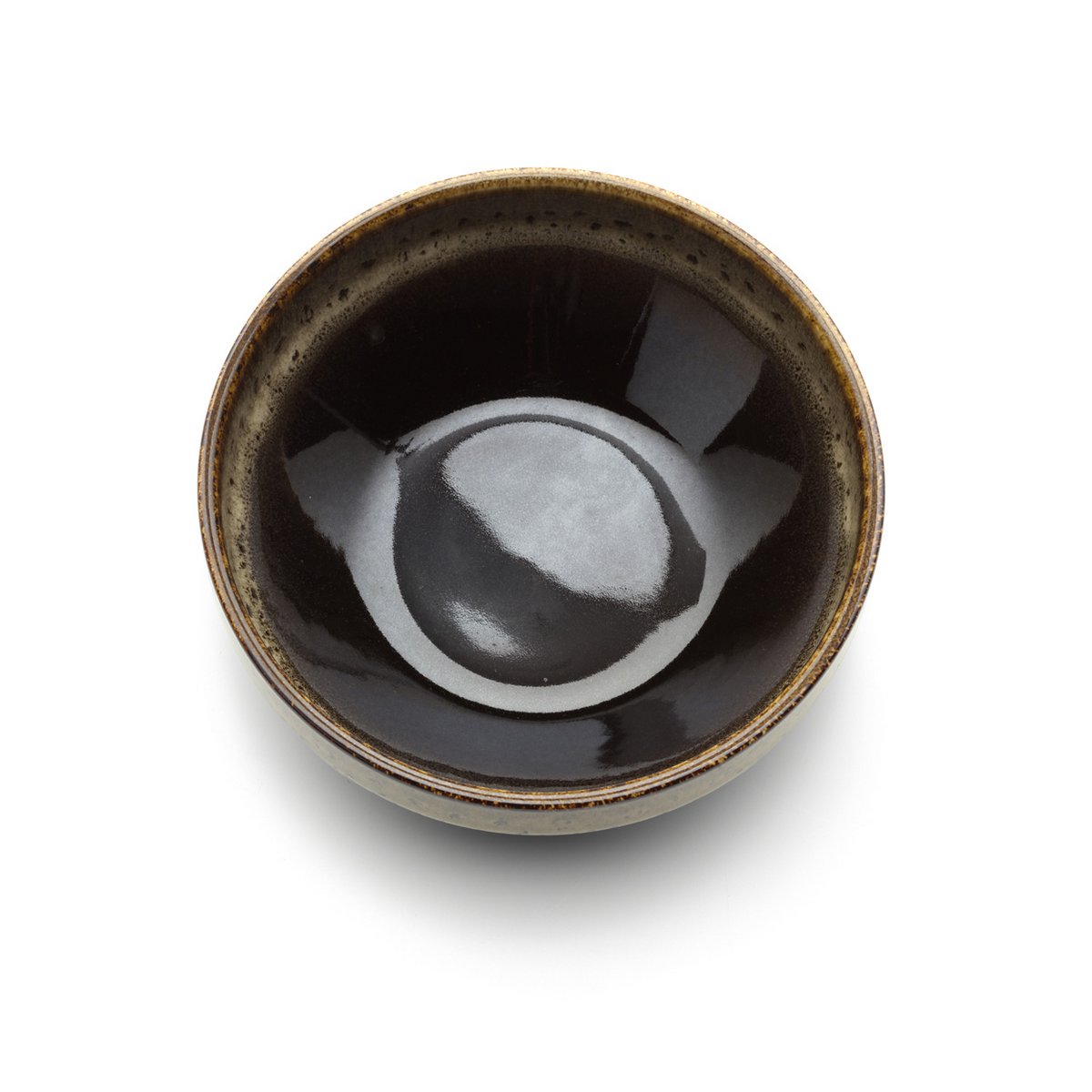 Ceramic low bowl 14 cm - dark brown mud glaze