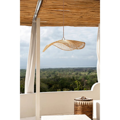 Rattan pendellampeskærm 75×20 cm – natur, håndlavet