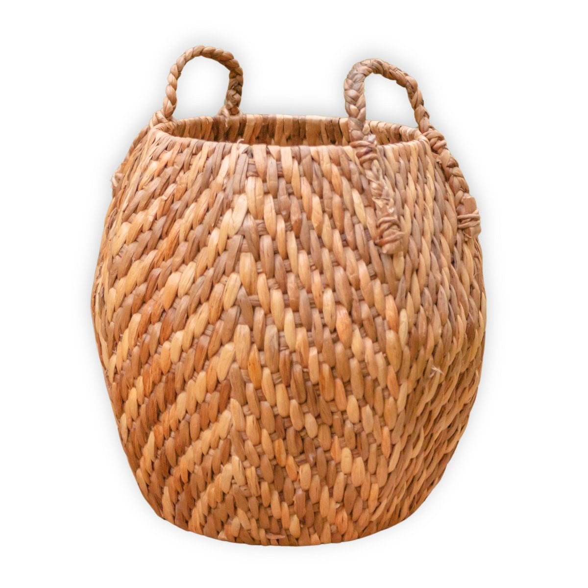 Rund vandhyacintkurv, beige og brun zig-zag – Wayag
