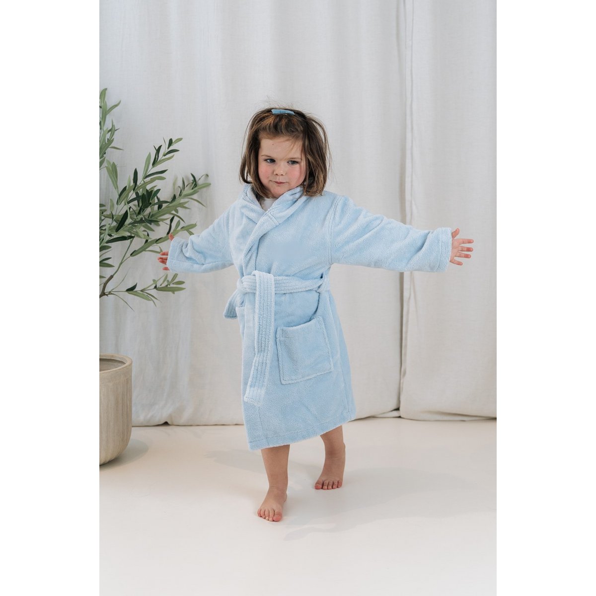 Teddy-Kinderbademantel, 98/104 cm – himmelblau