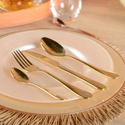 Gold-plated cutlery set, arabesque, 24 pieces
