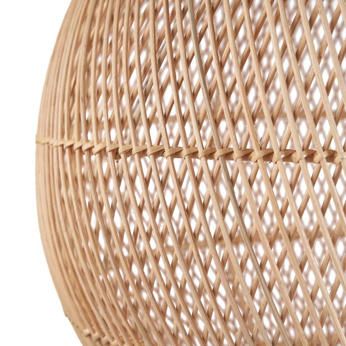 Håndvævet pendellampe i rattan, kugleformet, 30 cm - natur, lille