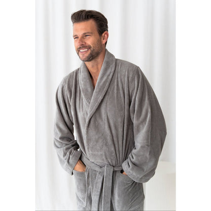 Badekåbe i teddyfleece str. L – skifergrå