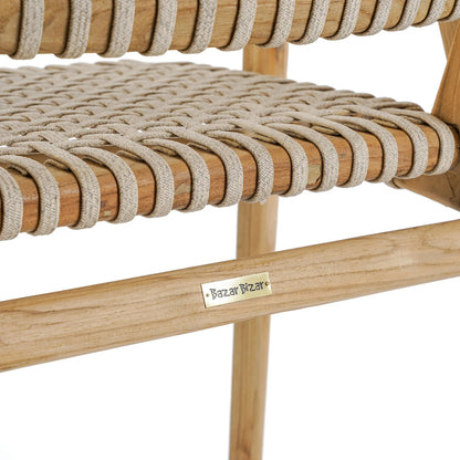 Reclaimed teak armchair - hand-woven cord