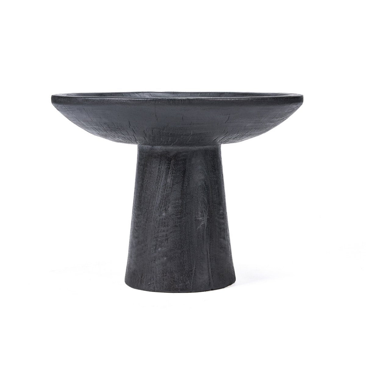 Mango wood pedestal tray - Black, 35 cm