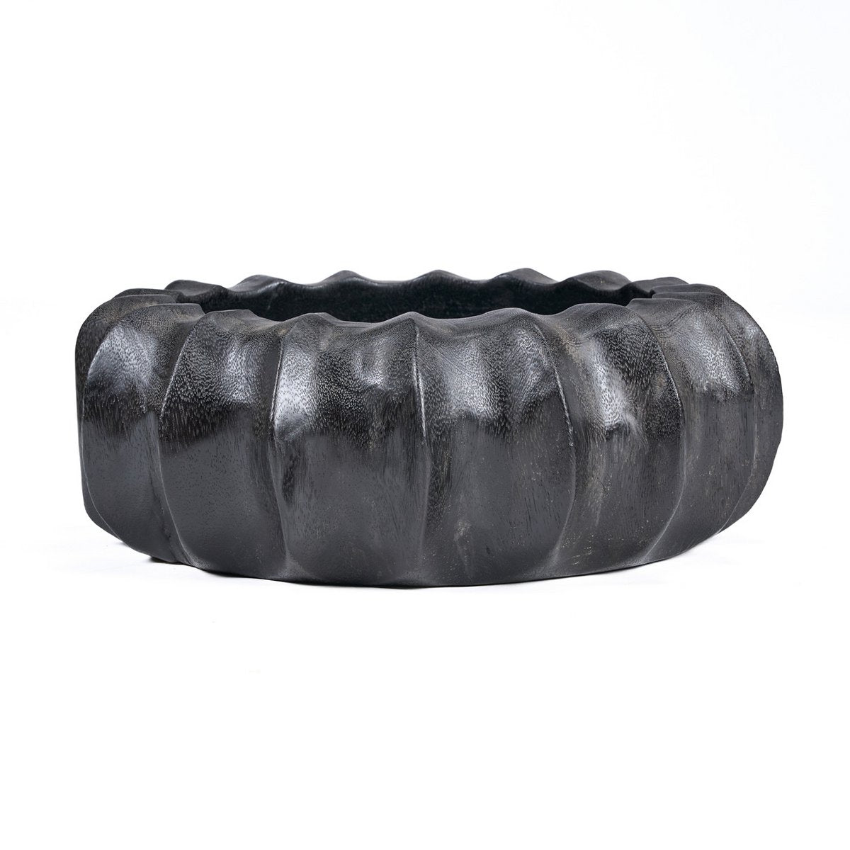 Mango wood bowl, hand-carved - black, 40 cm