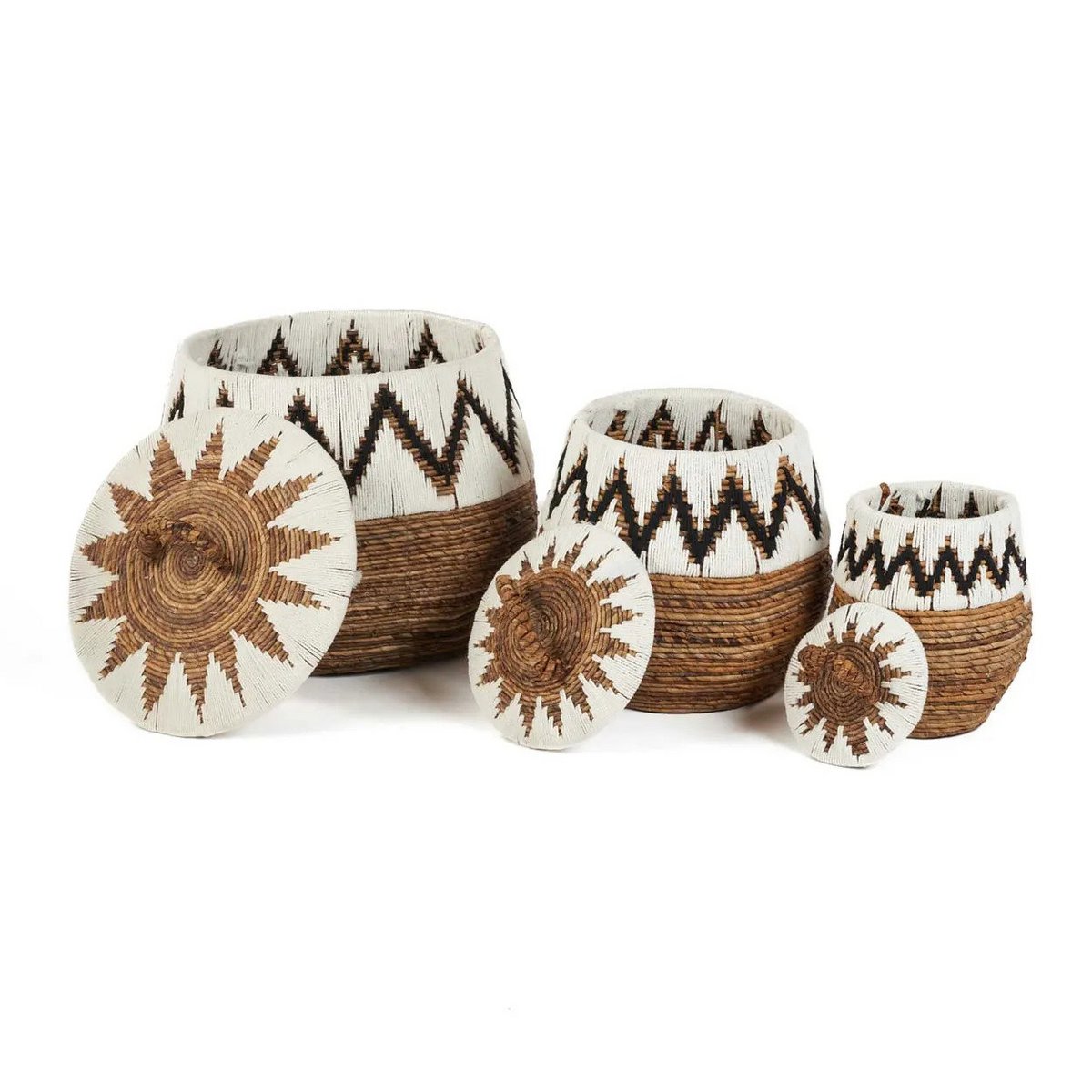 Palm leaf storage basket, natural white - S