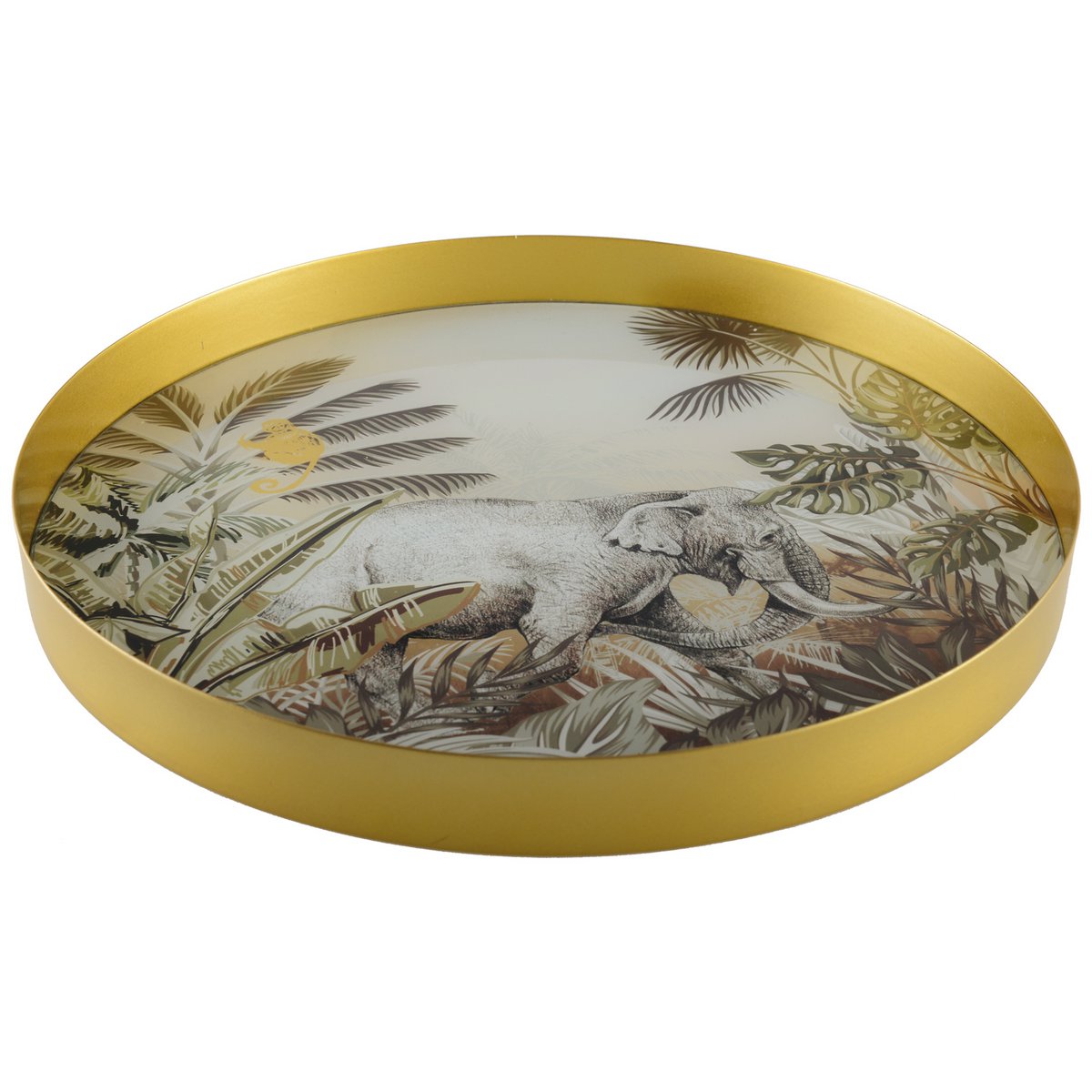 Metal round tray 30cm - Kenya elephant
