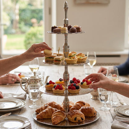 Silver 4-tier cake stand, 73cm - stainless steel