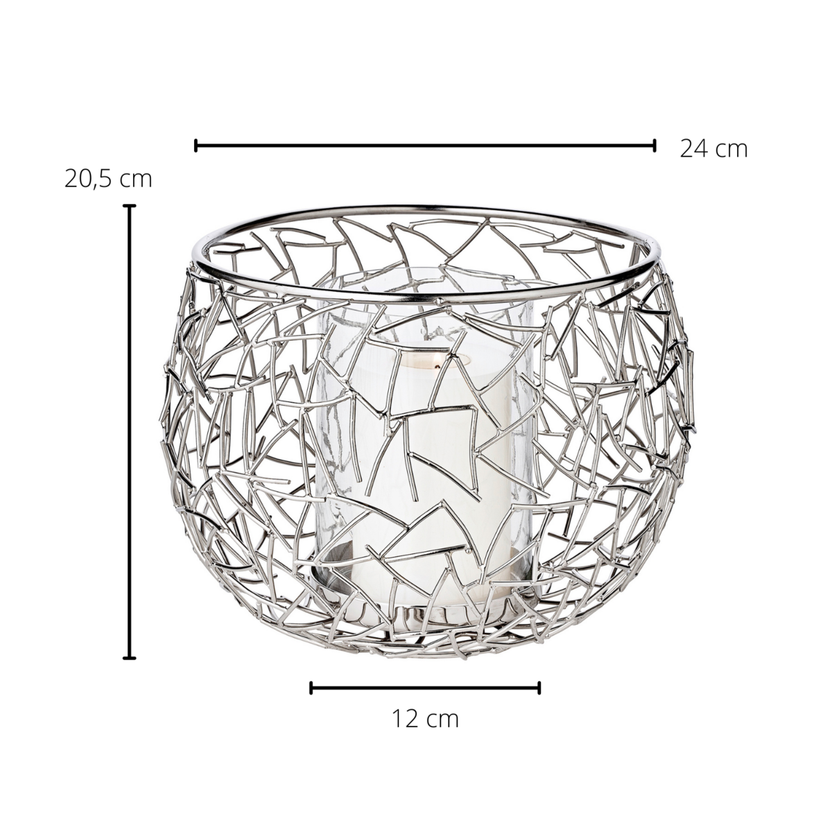 Stainless steel lantern Milano, 27 cm - nickel-plated
