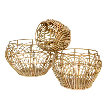 Rattanfletkurv RAHINA, M – ø 40 × 30 cm høj