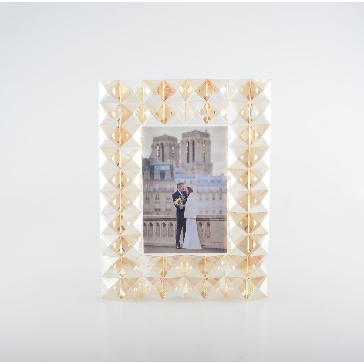 Kristall-Fotorahmen 20×25 cm – bernsteinfarbenes Gold-Finish