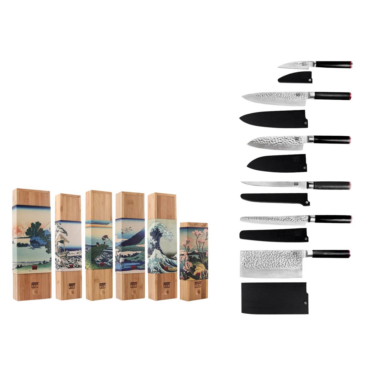 Steel knife set, 6 pieces - handmade Japanese blades