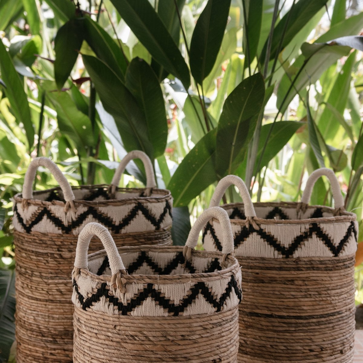 Jute- og bomuldskurv DALU M – ø35 × 40 cm