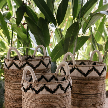 Jute- og bomuldskurv DALU M – ø35 × 40 cm